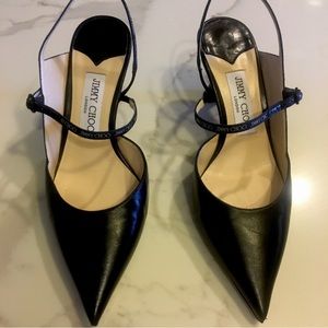 Jimmy Choo RAY 65 Leather Pumps w/Logo Ribbon
